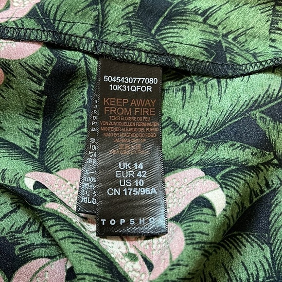 Topshop Green Hibiscus Floral Halter Neck Cutout Sleeveless Midi Dress size 10 - Picture 12 of 14